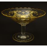 St Louis : a pedestal tazza like bonbon dish with gilt decoration and an octagonal shaft,