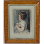 A Clamen ?, 1946, Watercolour, Young girl with doll, Signed and dated lower right.
