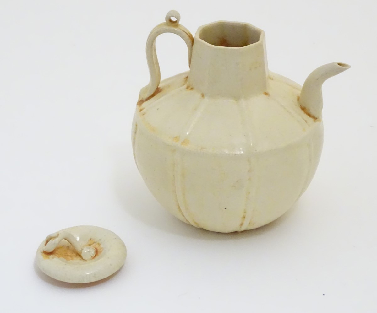 A Chinese white celadon style small proportion wine ewer, - Image 7 of 7