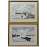 Eric Thompson XX Channel Islands, Watercolours , a pair, ' Channel Ferry ,