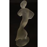 An Art Deco frosted glass figure formed as a lady 8 1/4" high CONDITION: Please Note