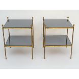 Vintage Retro / Mid Century Modern: a pair of Maison Jansen like brass and dark mirrored glass