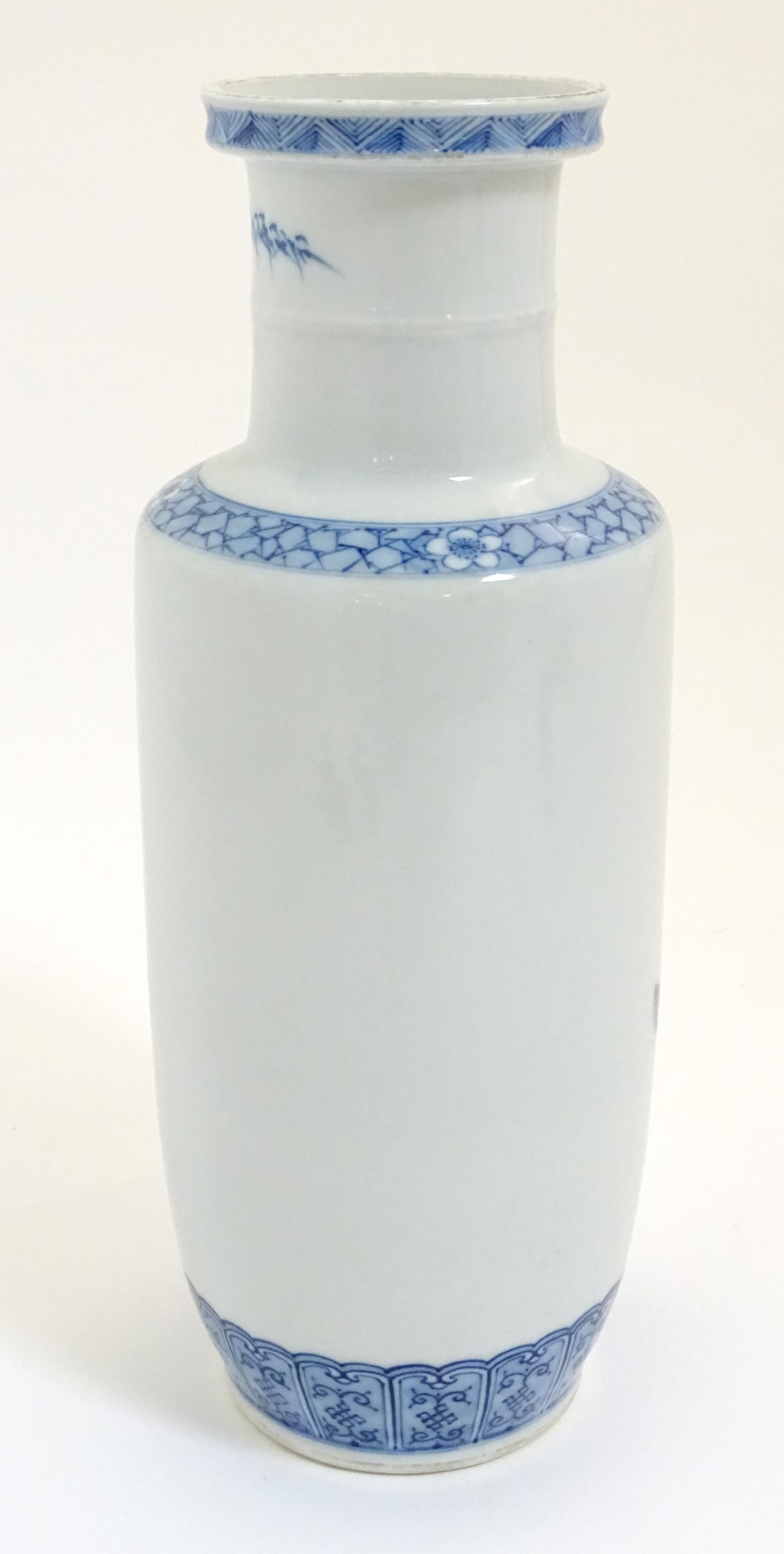 A Chinese blue and white Rouleau vase, - Image 6 of 8