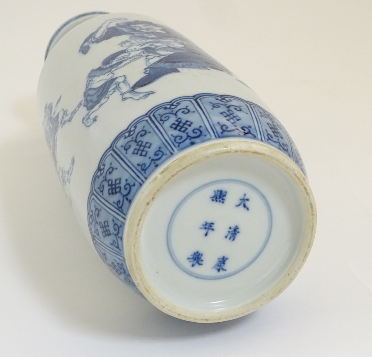 A Chinese blue and white Rouleau vase, - Image 8 of 8