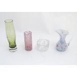 4 items of glass: a Kosta Boda,