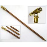 Novelty Walking Stick: a contemporary 3-sectional stick surmounted by a brass telescope,