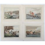 Fishing, 4 Early XIX hand coloured stone lithographs, numbered 1-4, 'Taking a Fly', 'A Sharp Bite',