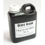 A bottle of Henry Krank lead shot, number 4,