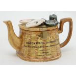 A fishing interest advertising novelty teapot for Hardy Bros. (Alnwick) Ltd.