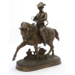 After Antoine - Louis Barye (1796-1875), Patinated bronze sculpture,