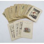 A quantity of late 19thC hand coloured and monochrome etchings (some highlighted with Gum Arabic,