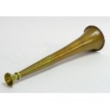 Hunting Horn: a vintage MFH or Whipper- in copper and brass horn, 9” long.