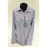 An Alan Paine navy and purple check shirt.