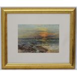 George Parsons Norman (1840-1914), Watercolour, Sun setting off the coast, Signed lower right.