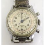 Stainless Steel cased early chronograph wrist watch: a mechanical 'EW Mehler',
