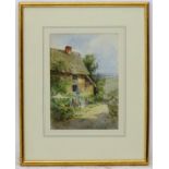 D. Pritchard, XIX-XX, Watercolour, A country cottage, Ascribed verso.