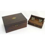 A Georgian mahogany writing box / lap desk 13" wide with military handles,