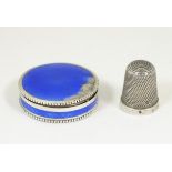 A Continental silver patch / pill box with guilloche enamel decoration 1 1/2" diameter together