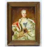 After Louis M Van Loo, Oil on card, XX, Portrait of a noble lady,