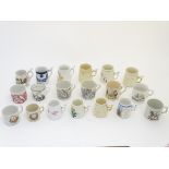 A quantity of Victorian whistle mugs of German manufacture, with various designs to include flowers,