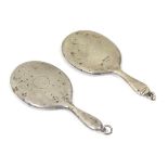 Two miniature silver hand mirrors, one hallmarked Birmingham 1920 maker Adie Lovekin Ltd.