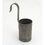 A early / mid 20thC half pint milk measure with hook handle. Impressed touch marks to side. Approx.