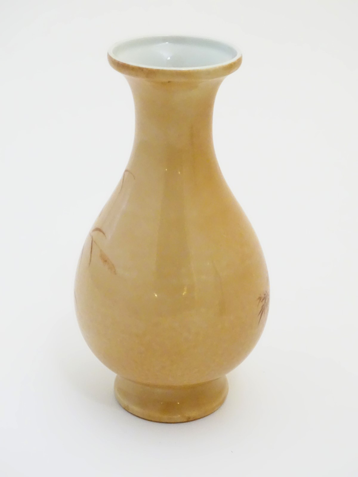 A Chinese baluster vase with a buff coloured ground decorated with a hen, - Image 4 of 6