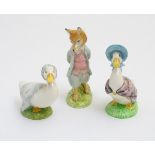 A group of three Beswick Beatrix Potter figures to include 'Jemima Puddleduck',