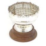 A silver rose bowl of pedestal form Hallmarked Sheffield 1976 maker Mappin & Webb Ltd..