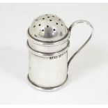 A silver pepperette formed as a flour shaker hallmarked Birmingham 1902 maker Levi & Salaman 1 3/4"