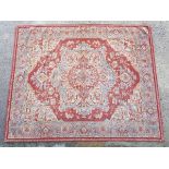 Carpet / Rug : a hand made Rug with mid red hexagonal central ground,