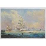 Wheeler, XX, Marine School, Oil on canvas, Shipping on the Thames,