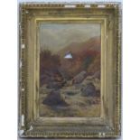 Willian Snell Morrish (1844-1917), Oil on canvas, 'Gidleigh Park' Devon, river rapids,