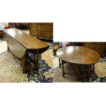 A mid / late 20thC hardwood drop leaf ‘wake’ table or dining table,