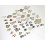Assorted pendant fobs, charms etc many silver examples including St Christopher pendants,