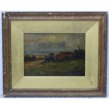 J. Luch, XIX, Oil on canvas, Sheep grazing before a country cottage, Signed lower right.