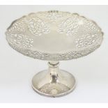 A silver tazza with openwork decoration hallmarked Birmingham 1939 maker Roberts & Dore 6 1/4"