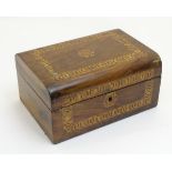 19thC Walnut Ladies Work box: a semi domed,