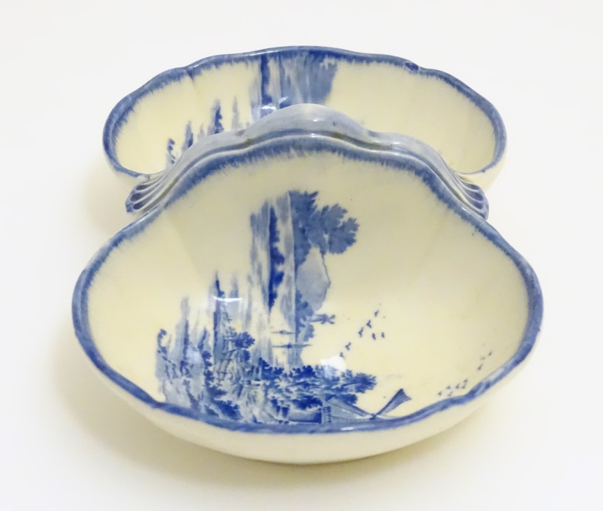 A Royal Doulton blue and white double pin dish, - Image 2 of 7