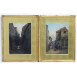 Frank Rawlings Offer (1847-1932), Oil on board, a pair, Victorian street scenes,