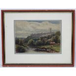 James Alfred Atken (1846-1897), Watercolour, 'Richmond Aug 1873', view of the river and town beyond,