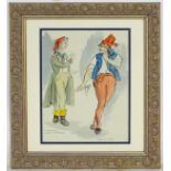 Theatrical Design, XX, Pencil pen ink and watercolour, Two French revolutionaries,