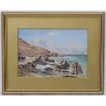 Herbert Moxon Cook (1848-1928/29), Watercolour and gouache, A coastal road at sea's edge,