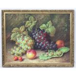 Tom Caspers, XX, Oil on canvas laid on board, Still life with fruit in a hedgerow,