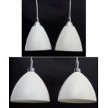 Vintage Retro: a Danish / Scandi Henstal set of 4 (2 +2) hanging pendant lamps / lights,
