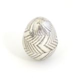 A white metal vinaigrette of egg form Approx 1 1/4" long CONDITION: Please Note -