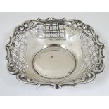 A silver bon bon dish with pierced decoration.