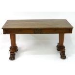 A mid 19thC mahogany library table / desk,