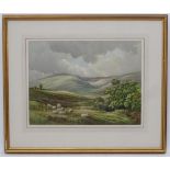 George Cooper, Mid XX, Watercolour, The Dales with sheep to foreground,
