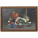 J Reekie, 1967, Oil on canvas, Still life, Signed lower right.